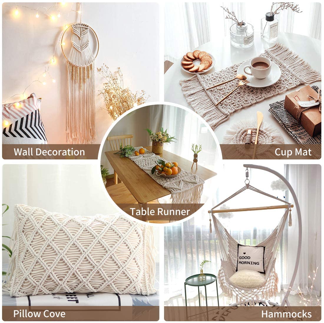 1/2/3/4/5/6mm 100% Natural Macrame Cotton Cord Twine String Cotton Rope Craft Cord For DIY Crafts Knitting Wedding Decor 10-400M