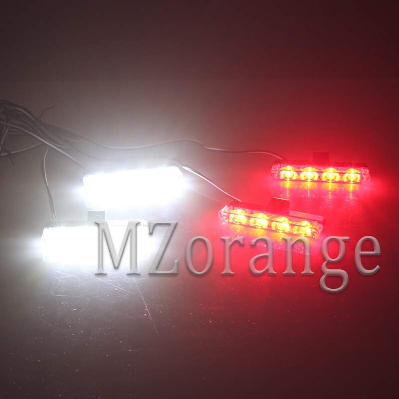 4x4 LED cc 12V luz estroboscópica de advertencia luz de policía intermitente luces de bomberos ambulancia blanco amarillo rojo azul CarTruck luz de día: Red White