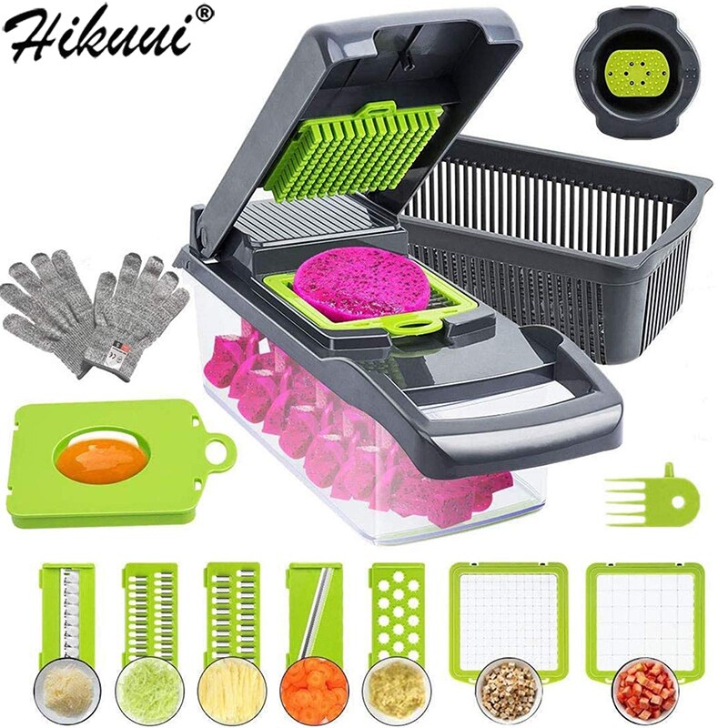 Multifunctional Vegetable Cutter Mandoline Slicer 8 Blades Vegetable Choppers With cut-resistant Gloves Onion Potato Slicer Dice