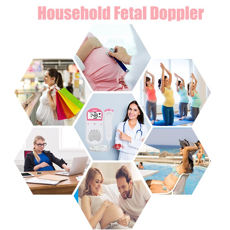 Doppler Foetale Monitor Foetale Doppler 2.5M Prenatale Baby Hartslag Detector Huishoudelijke Sonar Doppler Stethoscoop Zwangere Vrouwen