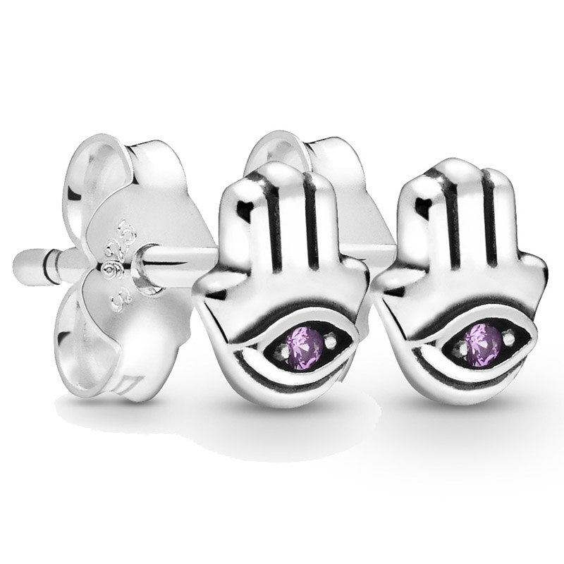 925 Sterling Silver My Luna Singolo Me Collezione Bel Fiore Eye Ball Fortunato A Ferro di Cavallo Pandora Orecchini Per Le Donne del Regalo Dei Monili: 13