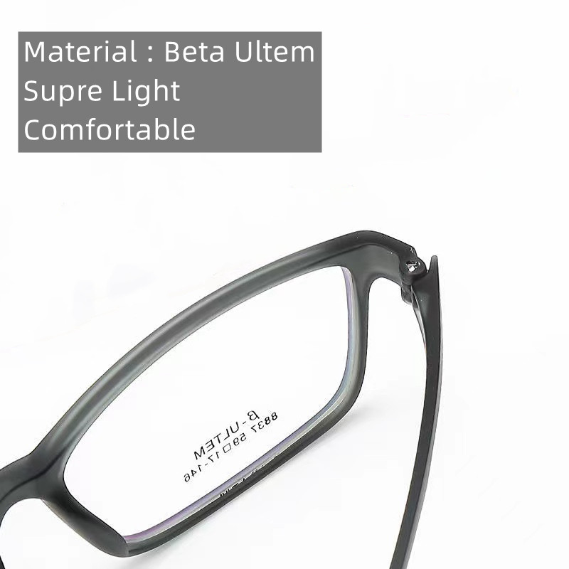 Herr helbåge breda bågar rektangulära superlätta stora glasögon 59mm bredd