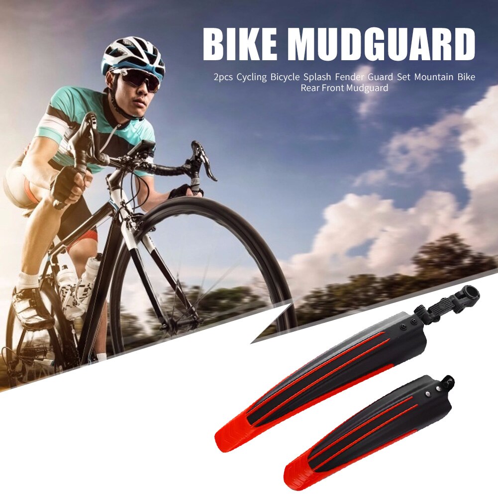 2pcs Plastic Bicycle Splash Fender Guard Set MTB Mountain Bike Rear Front Mudguard Cycling Riding Accessories for 20/22/24/26''