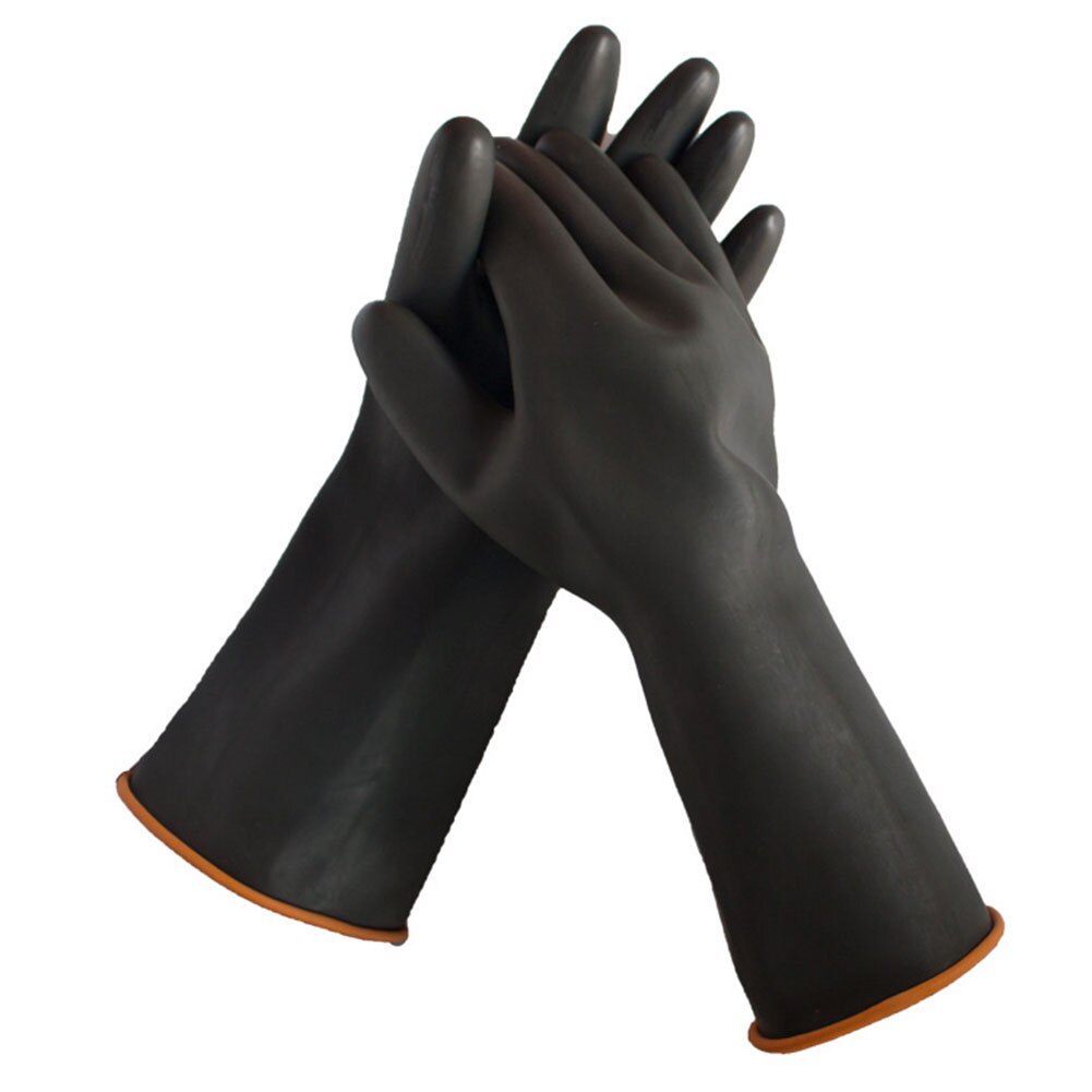 Long Gauntlets Black Thicken Heavy Duty Resist Acid Gardening Oil Protective Chemical Gloves Alkali Latex Industrial Safety Work