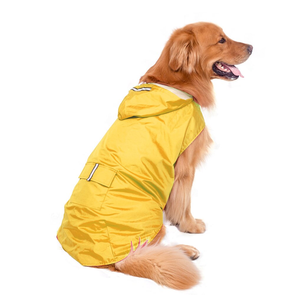 Grote Hond Regenjas Waterdichte Jas Voor Honden Waterdichte Hooded Regen Jassen Reflecterende Huisdier Kleding: YELLOW / 4XL