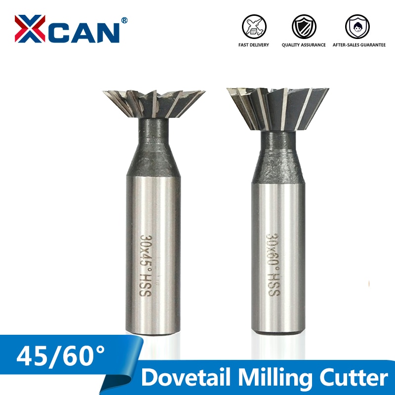 XCAN 30mm 45/60 Degrees HSS Dovetail Milling Cutter CNC Dovetail Router Bits for Wood/Metal Caving Dovetail End Mills