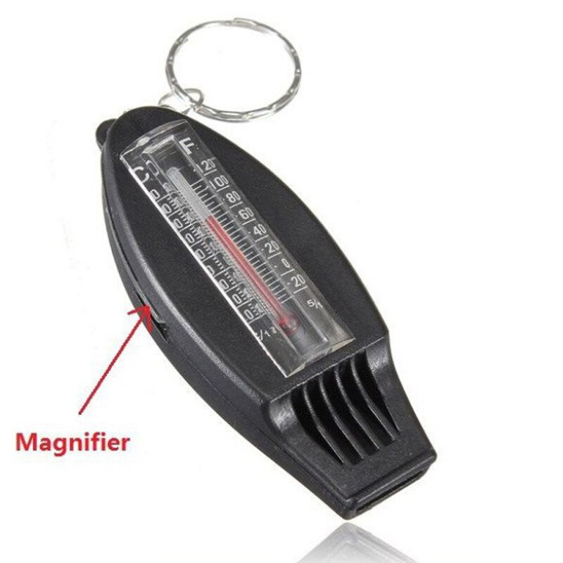 Versatile 4IN1 Compass Thermometer Whistle Magnifier Judge Whistle Survival Emergency Tools Loud Whistle For School Sports