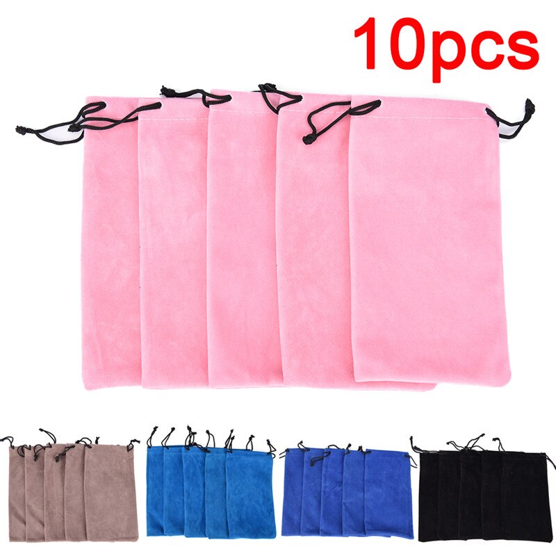 Bolsa de terciopelo para gafas de sol, estuche muy suave con cordón, 10 unids/lote