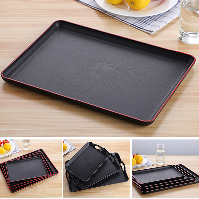 Serving Tray Rectangular Plastic Tray Food Serving Trays Anti-slip Scratch-resistant C1