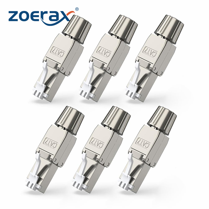 ZoeRax RJ45 Cat8 Cat7 Cat6A Connector Toolless Shielded/Unshielded Ethernet Termination Plug for 23~26AWG STP/UTP Ethernet Cable