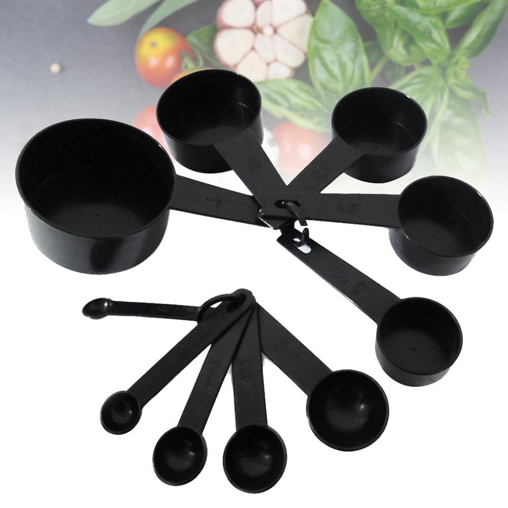 10 Pcs Black Plastic Maatlepels Cups Set Stapelbaar Voor Keuken Bakken Koken