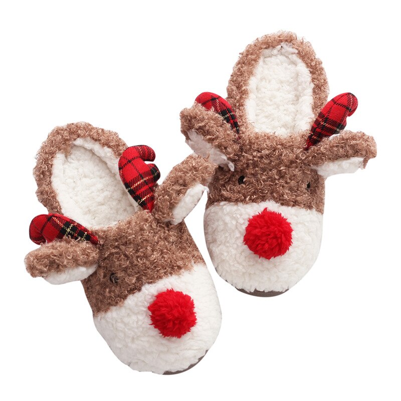 Suihyung Vrouwen Thuis Slippers Winter Warm Furry Indoor Vloer Schoenen Mooie Herten Vorm Slides Vrouw Nep Bont Slippers Katoenen Schoenen