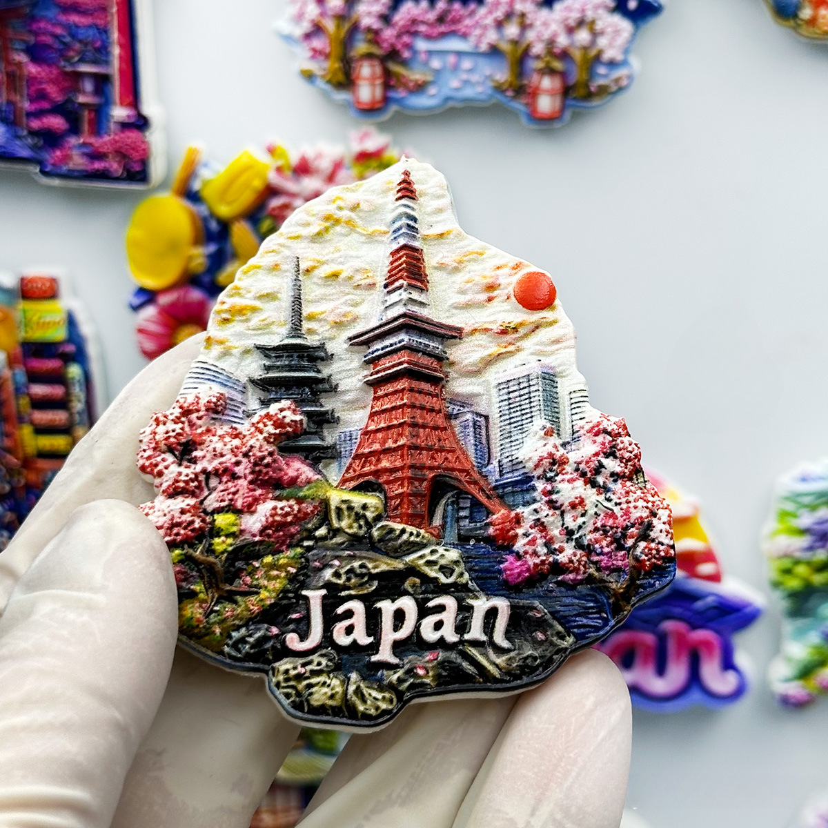 Imanes de nevera japoneses mont Fuji Tokyo Kyoto recuerdo turístico artesanales pegatina magnética de resina para refrigerador decoración del hogar