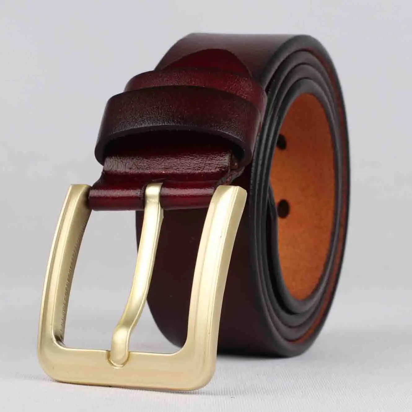 Cinturones grandes de talla grande para hombres y mujeres, correa de cintura de cuero genuino de vaca, hebilla de Pin de aleación dorada, de de lujo, 140, 150, 160cm