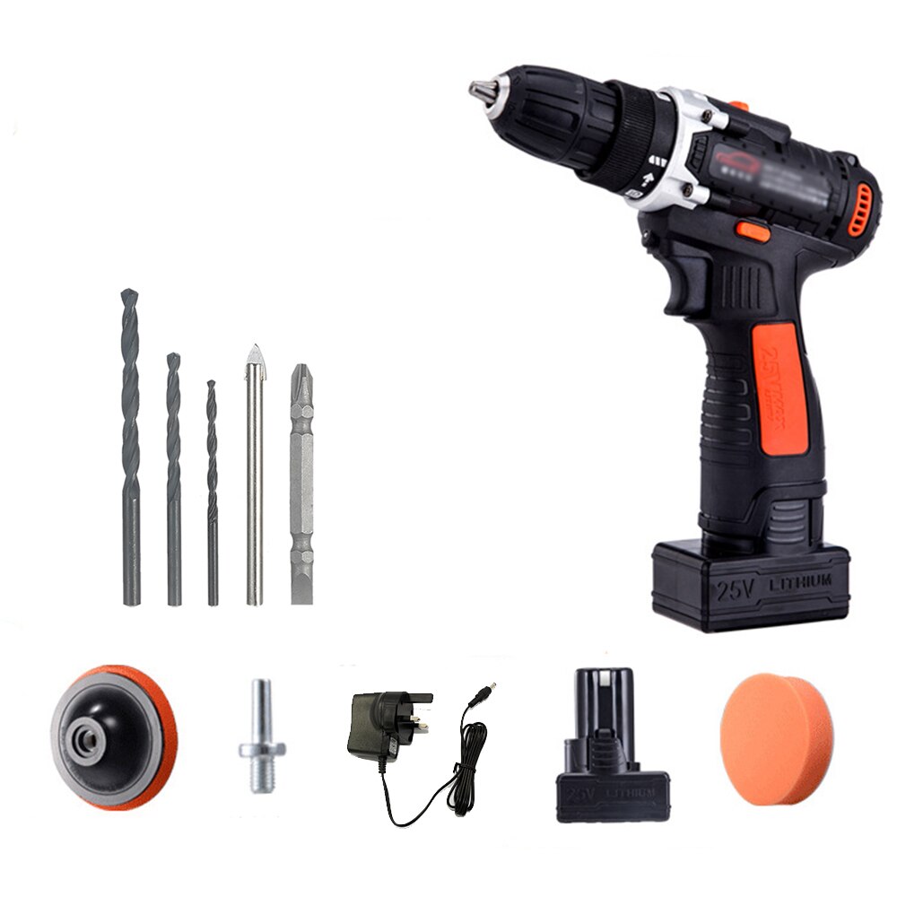 25V Car Polisher Cordless Drill Kit 1350rpm Variable Speed Polishing Machine Waxer Power Screwdriver with Light Rechargeable