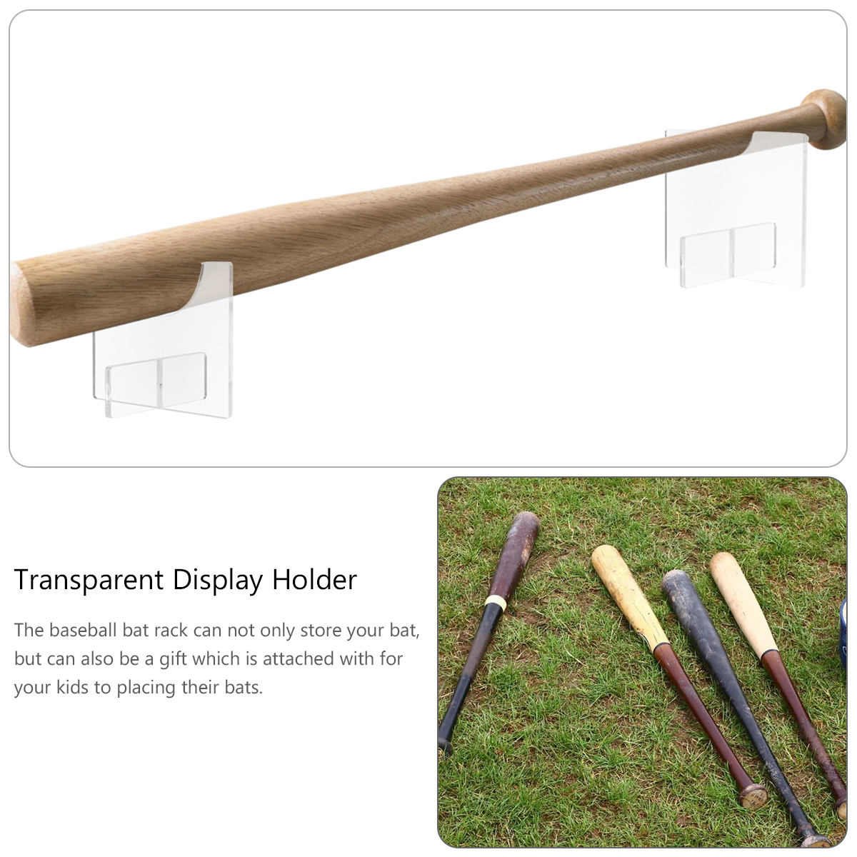 Bat Baseball Display Wall Rack Holder Hanger Hockey Stick Softball Mount Stand Organizer Bats Stands Single Brackets Shelf Case