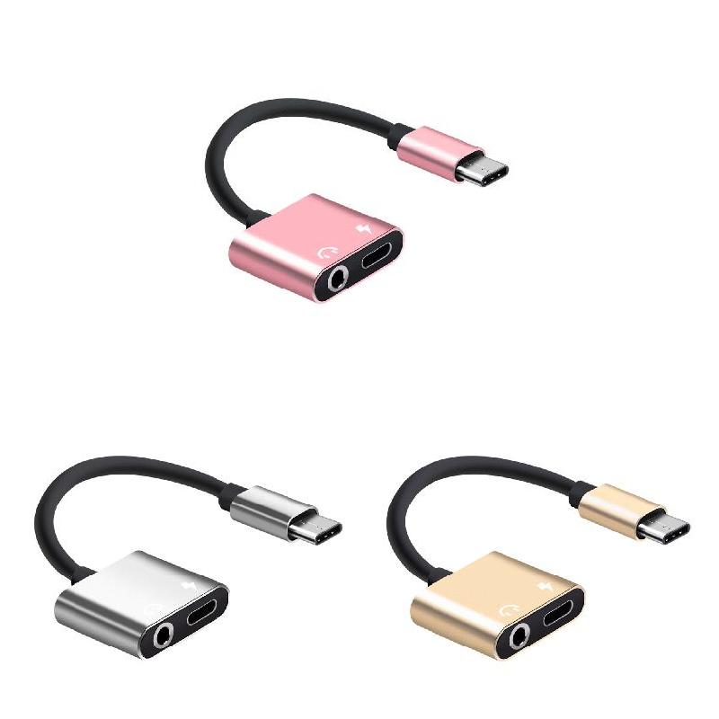 Adaptador de carga para auriculares, Cable 2 en 1 Tipo C a conector de 3,5mm, Audio Aux, USB C