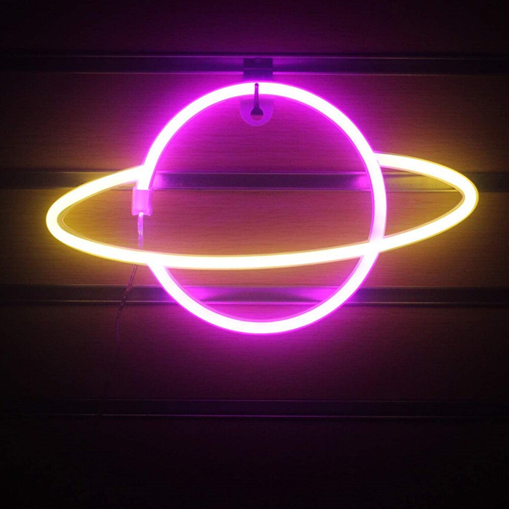 Led neonlys skilte elliptisk planet neon lampe batteridrevet natlys soveværelse hængende væg dekoration fest værelse dekoration