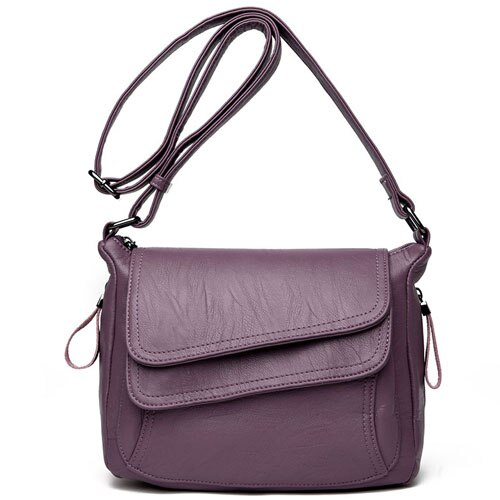 Vrouwen Lederen Eenvoudige Handtas Rode Schoudertas Sac A Main Femme Luxe Dame Messenger Bags: Lavendel