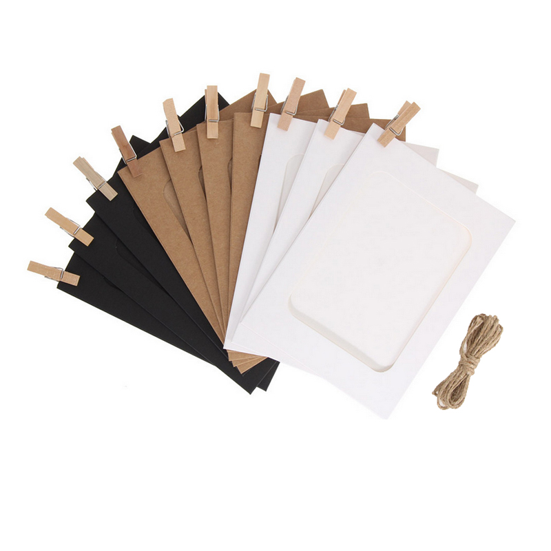 10PCS DIY Fotolijst Houten Clip Papier Houder Foto Muur Decoratie Voor Wedding Baby Shower Birthday Party Photo Booth props