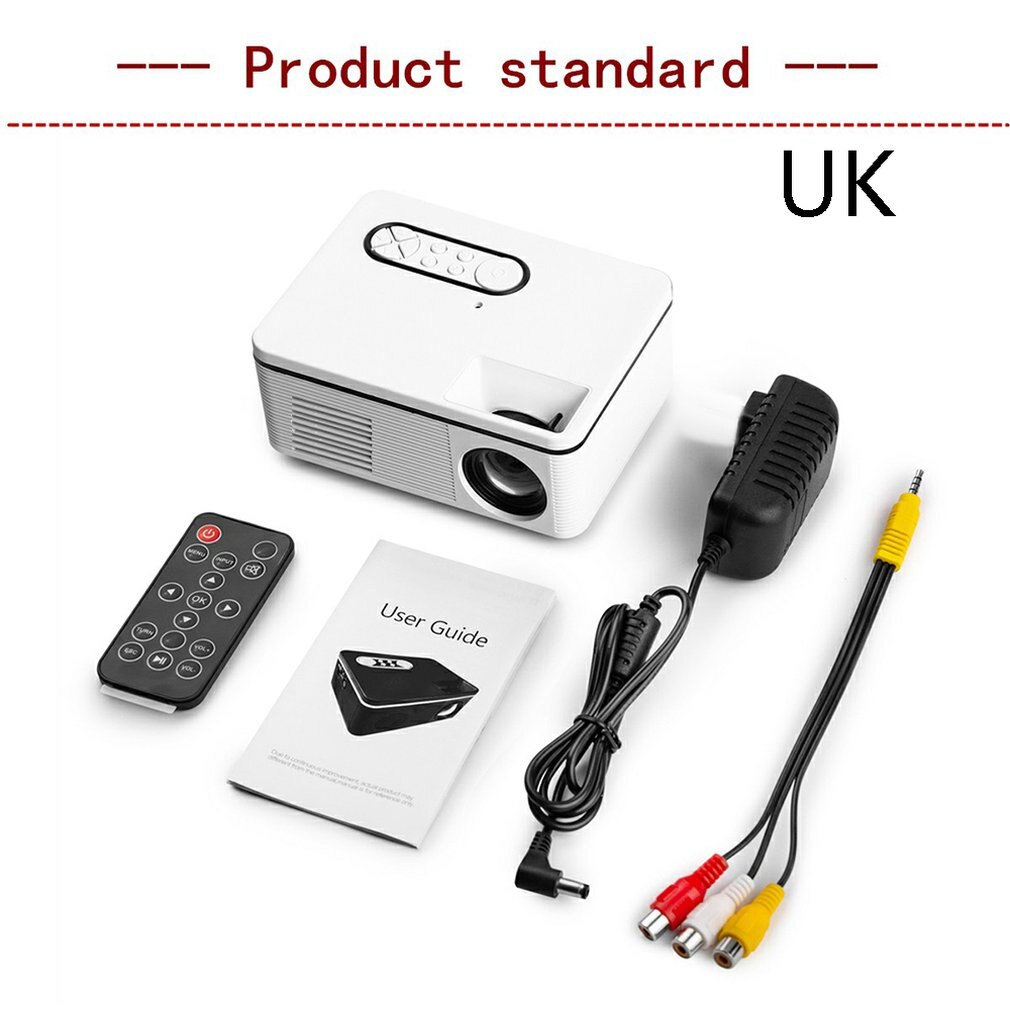 Hd Led Portable Mini projecteur vidéo pour Home cinéma jeu film cinéma projecteur 1080P projecteur Au Plug: UK WHITE