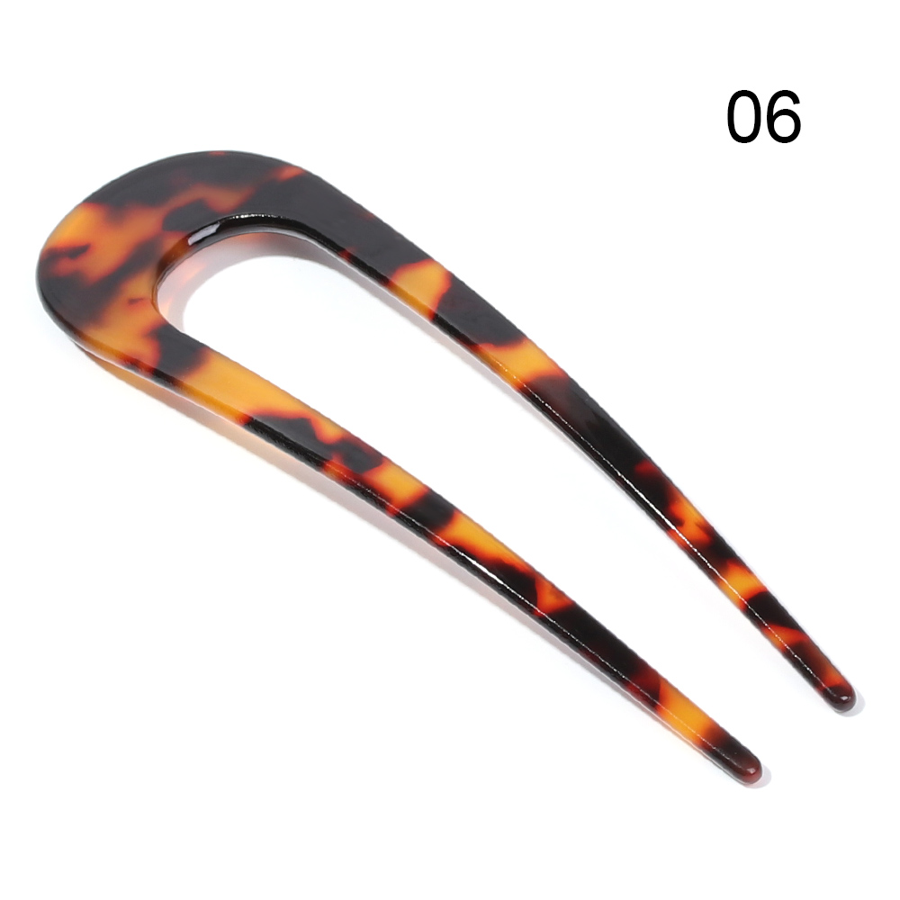 Retro U Shape Hair Clips Tortoise Shell U Sticks Pins Women Girls Hair Pin Stick Hair Fork Hairstyle Accessories: A6