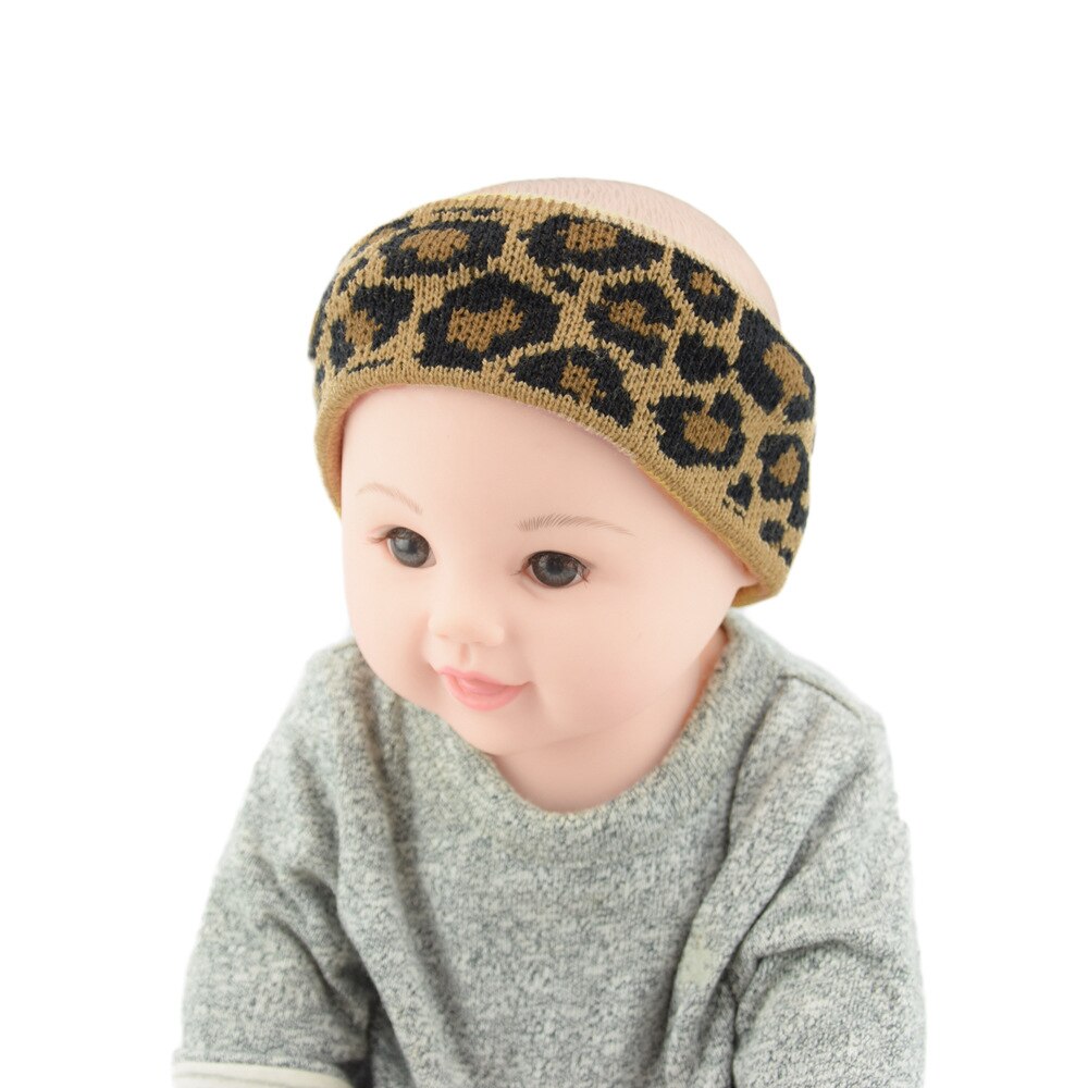Diademas grandes para niños, turbante de punto de leopardo con lazo cruzado para niña, nudo elástico, accesorios para el cabello para niña