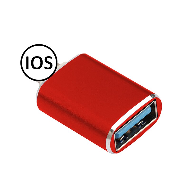 Hembra USB para USB un adaptador de cámara convertidor de datos tarjeta SD de disco U corto OTG para iPhone 12 11 Pro XS MAX XR X 6 6S 7 7 8 Plus: Rojo