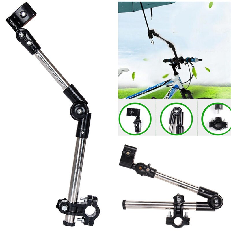 Kørestol paraply stik barnevogn rustfrit stål paraply stativ enhver vinkel drejelig cykel paraplyholder regn gear værktøj  u3