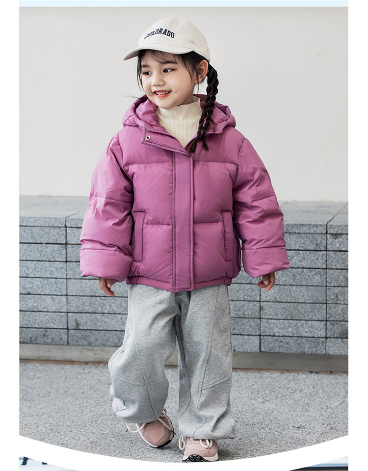 RAISE Winter Children Girl Down Jacket Thicken Plus Velvet Windproof Baby Girl Hooded Outerwear Loose Solid Zipper Kid Girl Coat: Red / 15