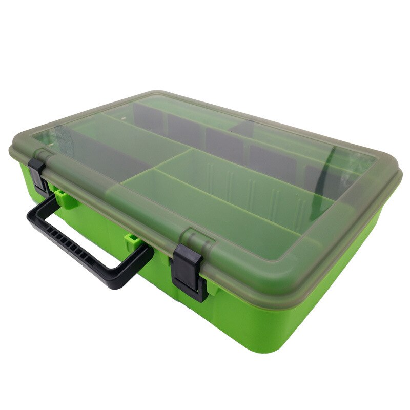 Cajas de aparejos de pesca portátiles, herramienta de señuelo de sedal de carrete de Pesca, gruesa, duradera y grande, caja de almacenamiento multifunción, 40,5X28,5X8,5 cm: Green