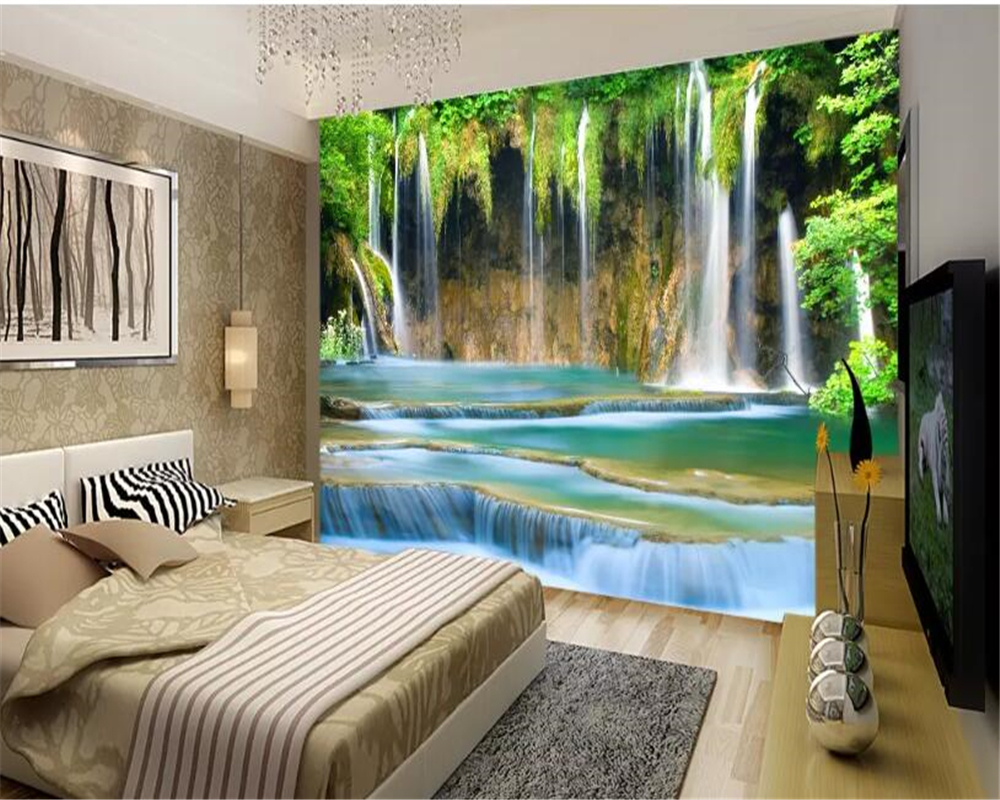 Beibehang Custom 3d behang muur waterval stereo landschap achtergrond muur vinyl behang voor huis muren behang