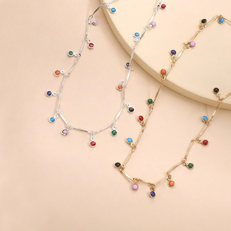 Authentieke Legering Bohemian Stijl Sleutelbeen Keten Kleurrijke Kleine Zonnebloem Ketting Voor Vrouwen Diy Sieraden