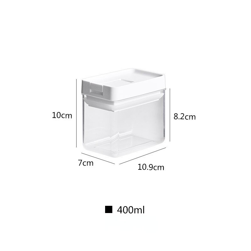 Kitchen Transparent Food Storage Box Sealed Dust Keep Fresh Storage Jar Containers Refrigerator Noodles Grain Food Organization: square-400ml