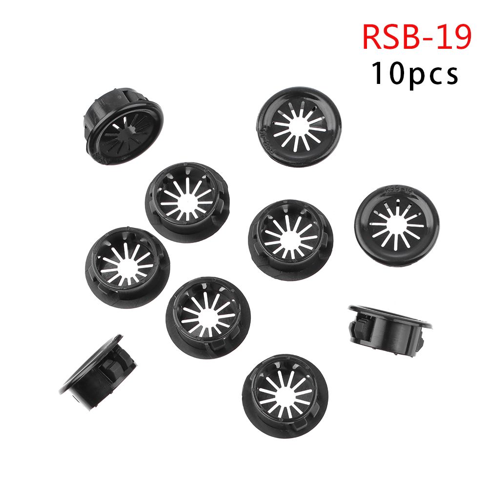 Couvercle de trou de fil de table de bureau, œillet de câble, plastique en nylon noir, forme de pétale, bouchon anti-poussière d'ordinateur, 16mm, 19mm, 22mm, 25mm, 28mm, 35mm, 38mm, 10 pièces: Noir et blanc