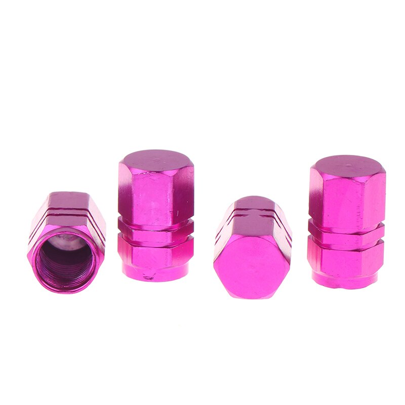 4 Stuks Aluminium Dust Valve Cap Fiets Auto Autoband Wiel Hexagon Cover Set: Lavendel