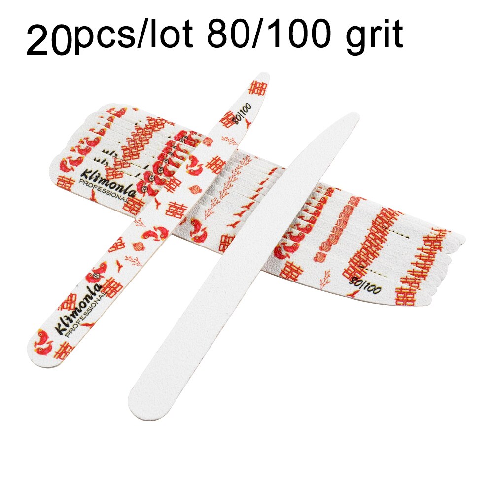 Lima de uñas de madera, papel de lija blanco, caracteres y patrones tradicionales chinos, cuchillo pulidor, herramientas de Arte para uñas, 10/20 piezas: 20pcs  80 100grit