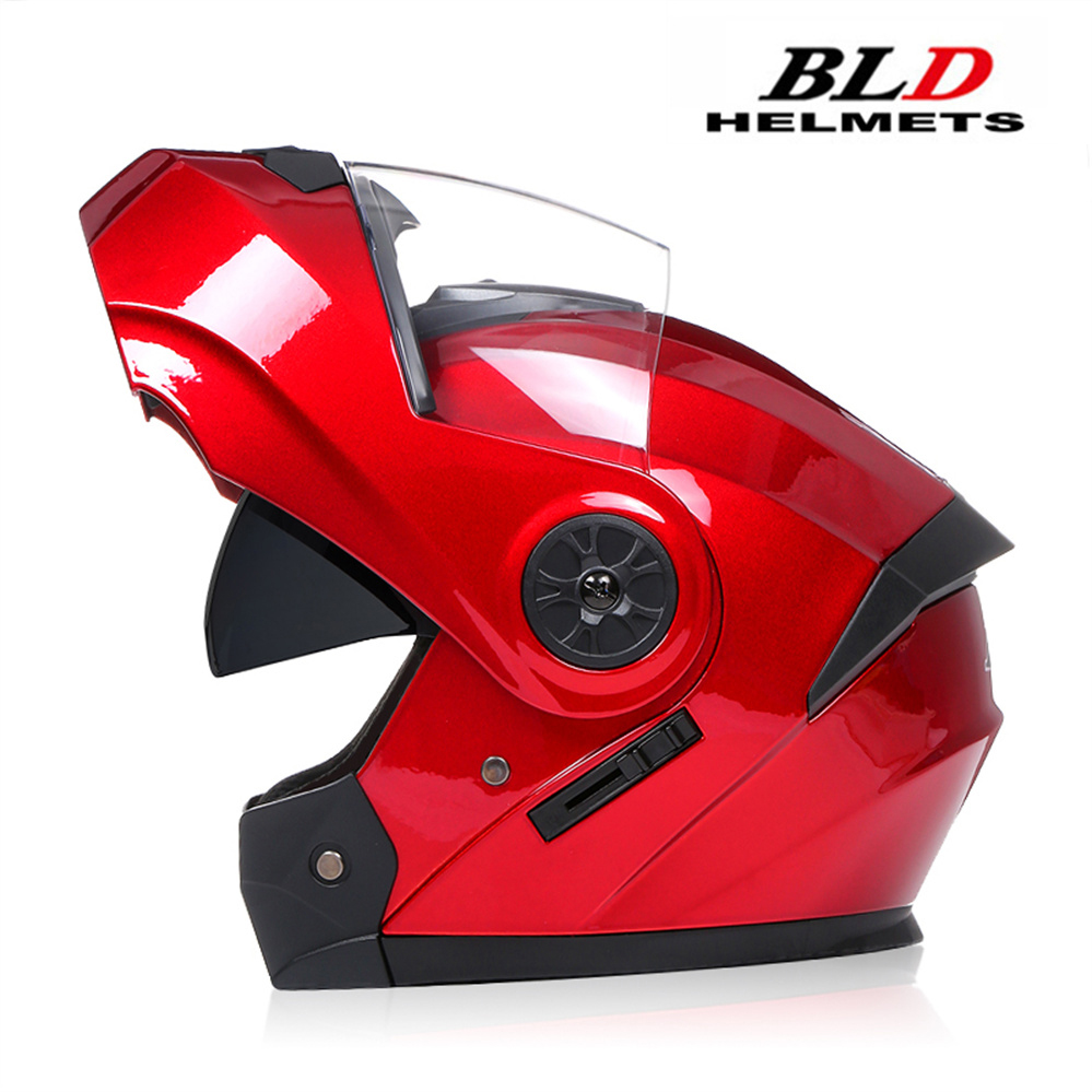 Lente dupla modular capacete da motocicleta mais recente flip face segurança capacete profissional quatro estações equitação ece dot aprovado casco: Champagne / S
