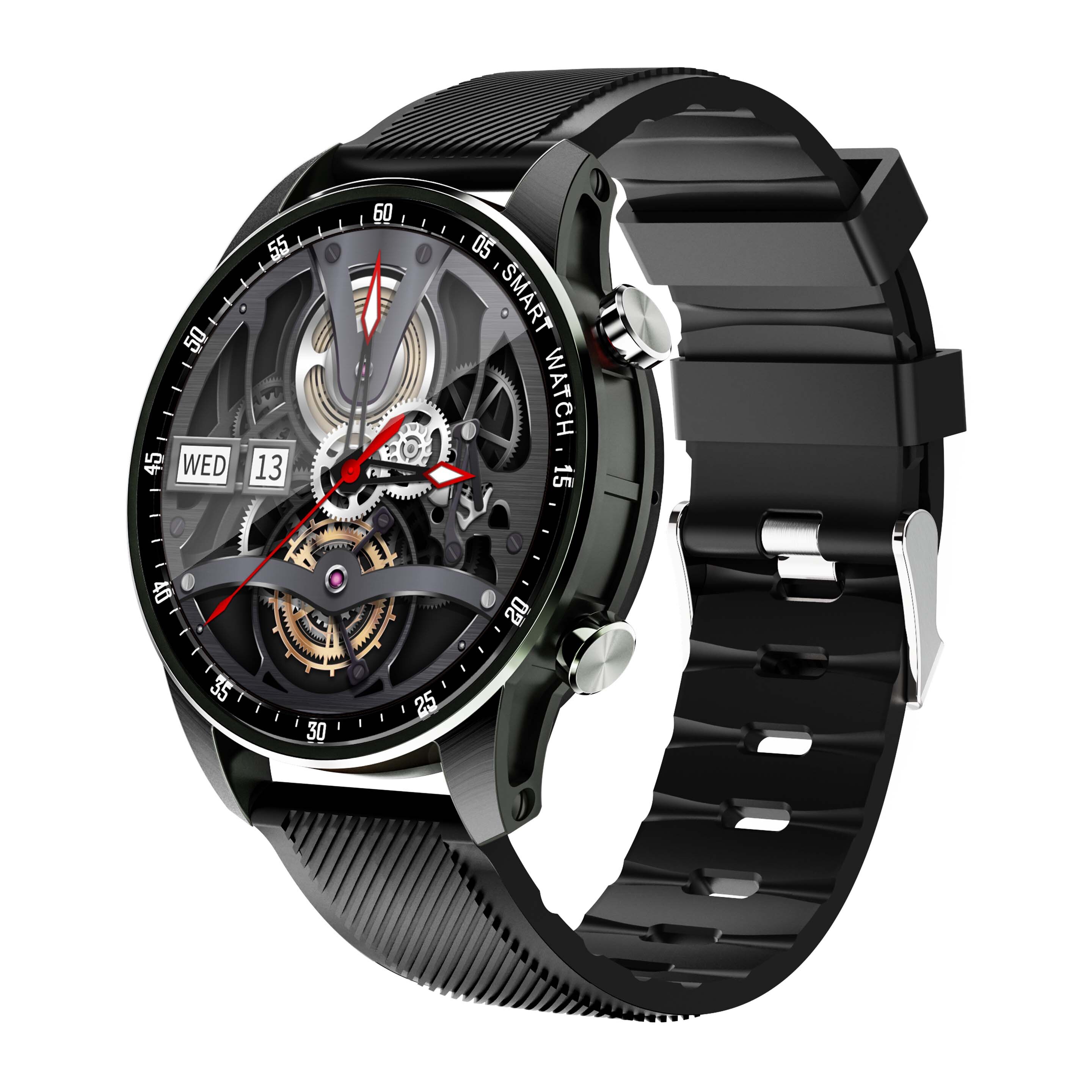 Ugumo smart watch  ip68 vattentät smartwatch bt samtalssvar temperatur pulsmätare blodtrycksurband: Tpu svart