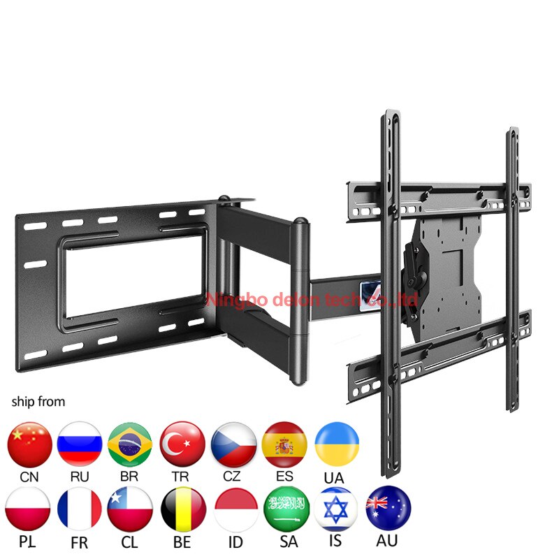 NB SP2 40"-70" 60"65" 68.2KG heavy duty Strong retractable LONG 3 arm full motion LCD tv wall mount bracket 110-712mm