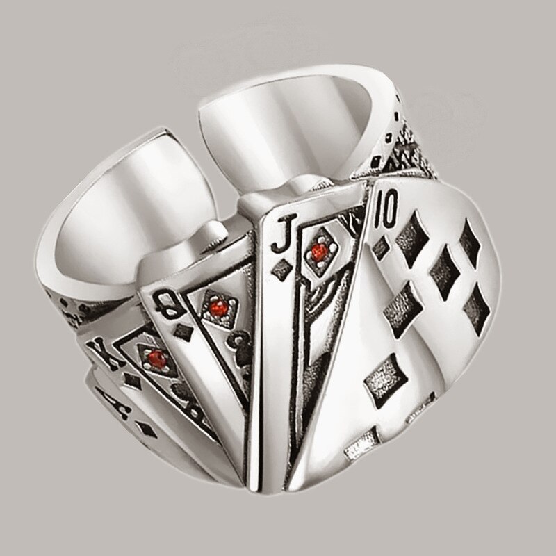 Persönlichkeit gotisch Jahrgang Poker Ringe Für Frauen Braut Hochzeit Engagement Punk Resizable Antike Ringe Felsen Schmuck