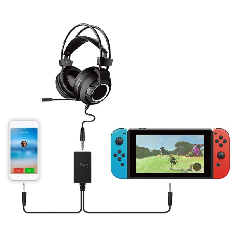 Ipega 2-in-1 Audio Adapter - Converter for Switch Console to Headphones - 1 Input 2 Output - Headphone + Mic Plug