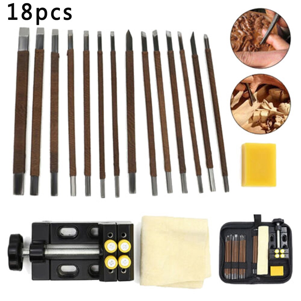 18Pcs Wood Carving Hand Chisel Tool Kit Set Wood Working Gouges AU