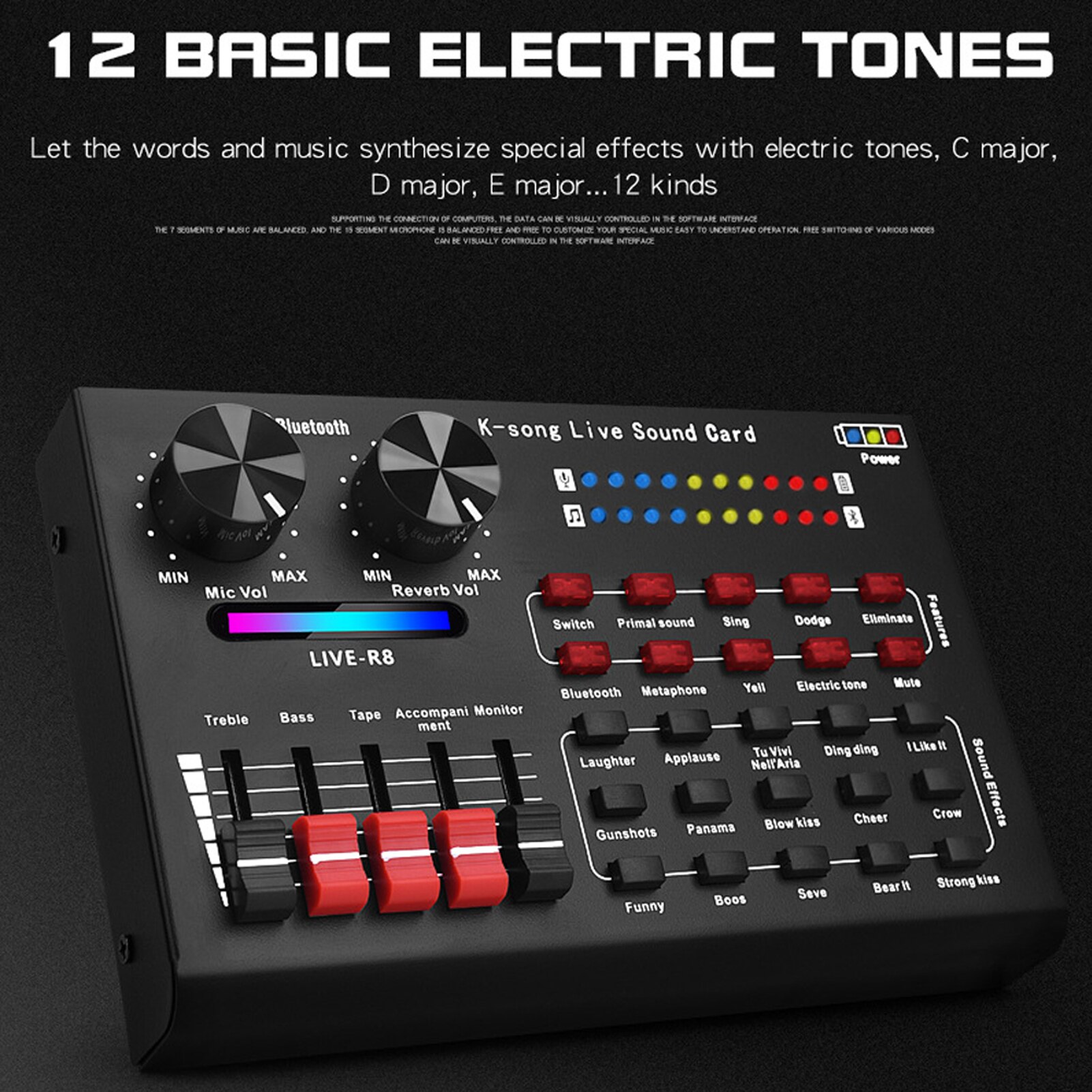 R8 stemmeskifter lyd mixer bord til live lydkort flere lydeffekter lyd mixer sangudstyr
