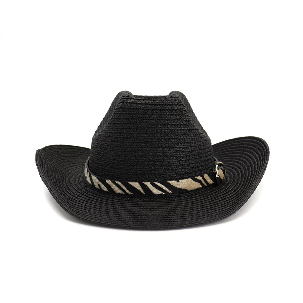 Buttermere hatt cowboy svart manlig kvinnlig stråhatt strandhatt leopard western cowboyhattar män kvinnor utomhus vår sommar solhatt: Svart