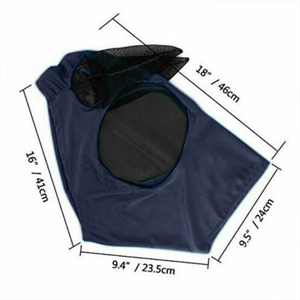 Anti-fly mesh heste maske hest maske stretch bug øje hest flue maske med dækkede ører hest flue maske lang næse med ører