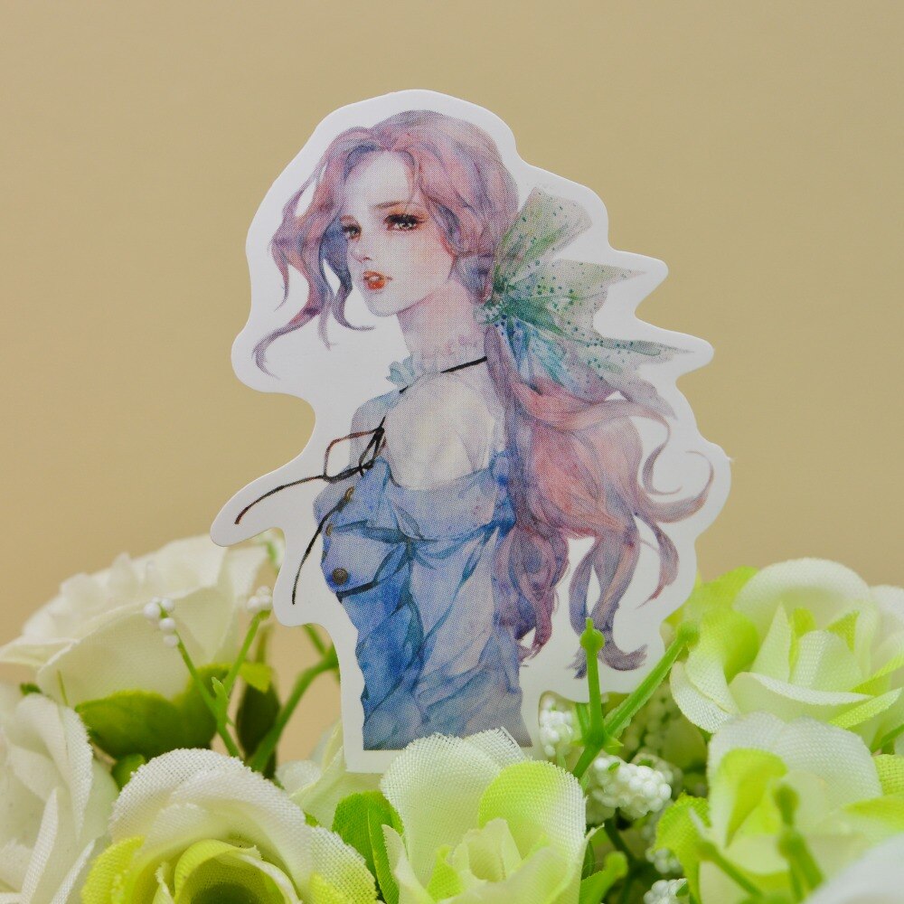10 stuks kawaii aquarel stijl mooie meisjes sticker zelfgemaakte bloemen papier s/