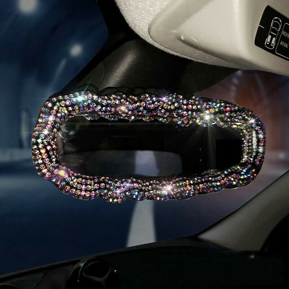 Universel gnistre luksus bling rhinestone diamant ratafdækning nyttigt biltilbehør bilindretning til 37cm-38cm: Bagspejldæksel