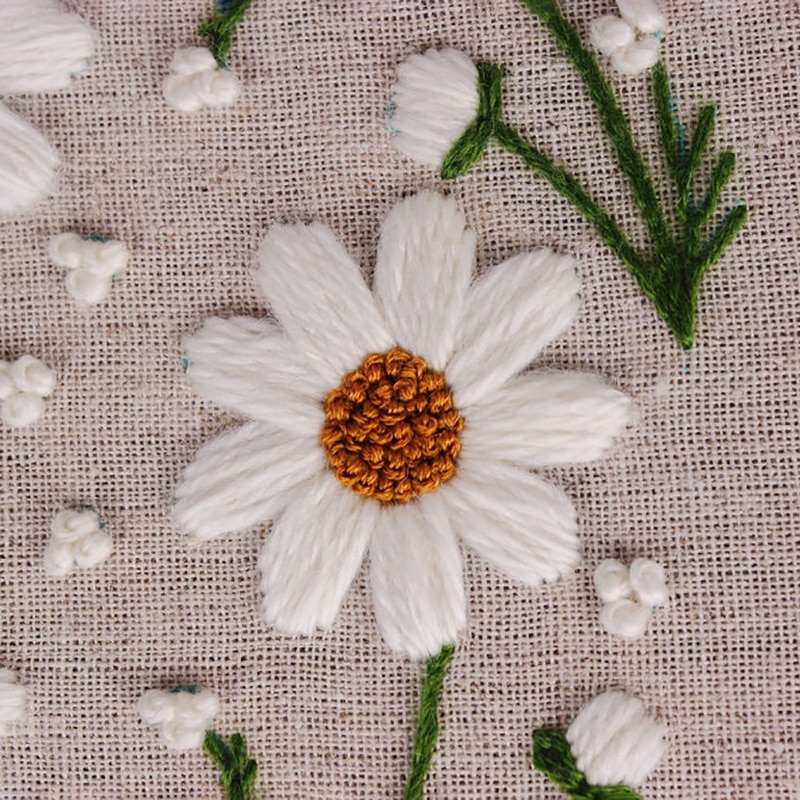 DIY Daisy Embroidery Handcraft Needlework Cross Stitch Kit Cotton Painting