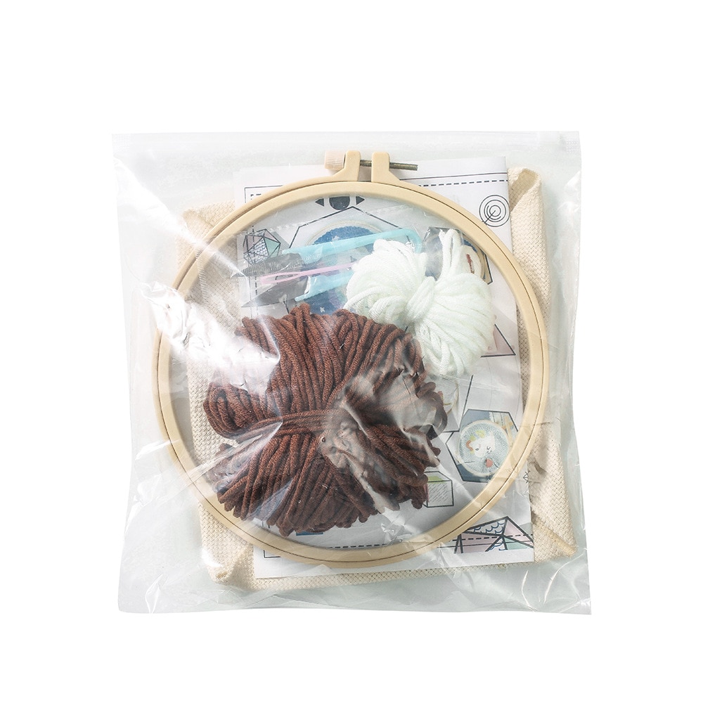 Easy DIY Punch Needle Flower Embroidery Kit with Hoop Cross Stitch Set for Beginner Handmade Craft Painting Home Decor